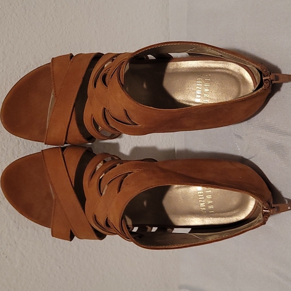 Stuart Weitzman SAXONY Suede  Strappy Sandals Heels Brown - Picture 4 of 7